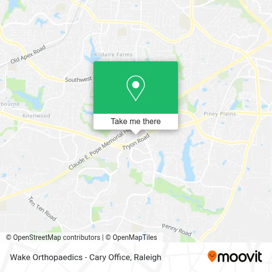 Wake Orthopaedics - Cary Office map