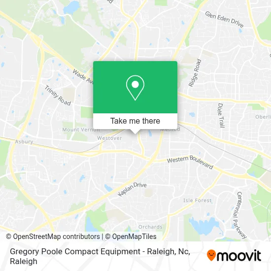 Gregory Poole Compact Equipment - Raleigh, Nc map