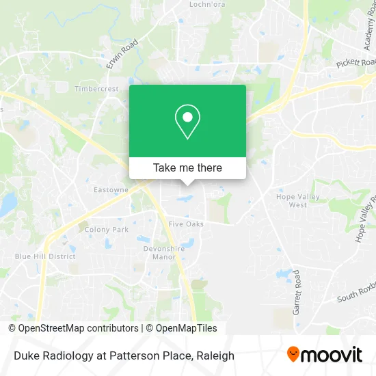 Duke Radiology at Patterson Place map