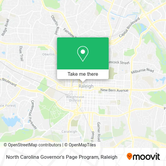 North Carolina Governor's Page Program map