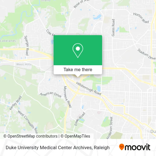 Duke University Medical Center Archives map