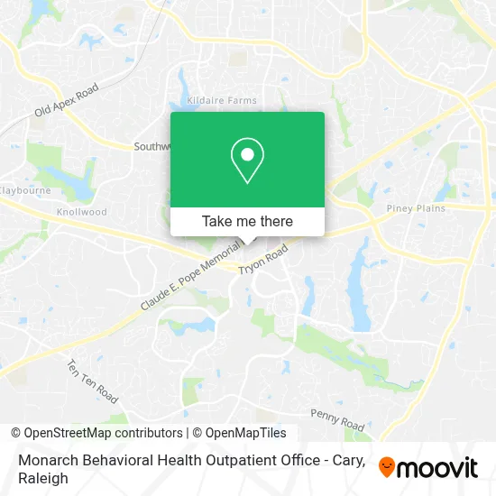 Monarch Behavioral Health Outpatient Office - Cary map