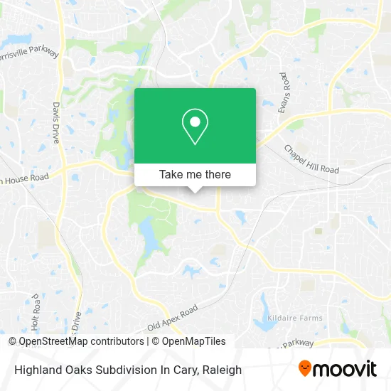 Highland Oaks Subdivision In Cary map