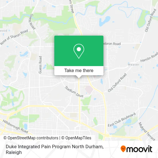 Duke Integrated Pain Program North Durham map