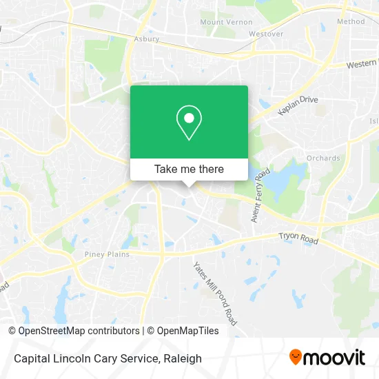 Capital Lincoln Cary Service map