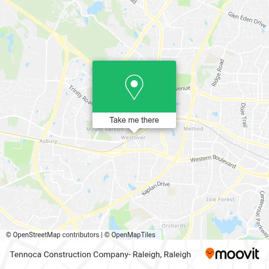 Tennoca Construction Company- Raleigh map