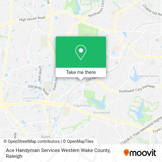 Ace Handyman Services Western Wake County map