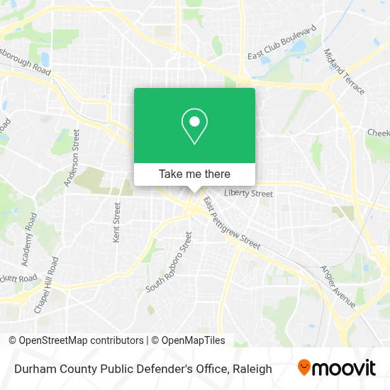 Durham County Public Defender's Office map