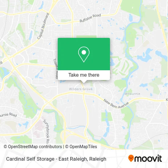 Cardinal Self Storage - East Raleigh map