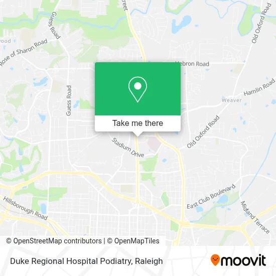 Duke Regional Hospital Podiatry map