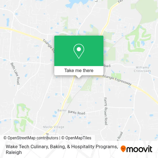 Wake Tech Culinary, Baking, & Hospitality Programs map