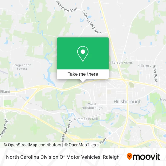 North Carolina Division Of Motor Vehicles map