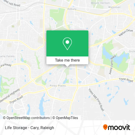 Life Storage - Cary map