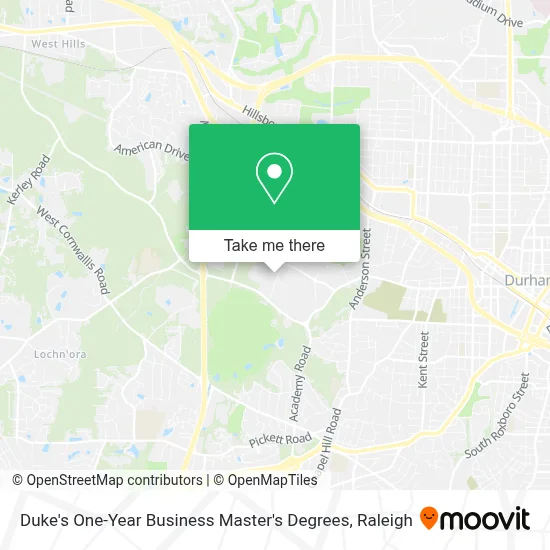 Duke's One-Year Business Master's Degrees map