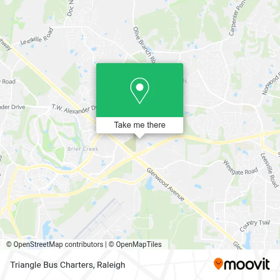 Triangle Bus Charters map