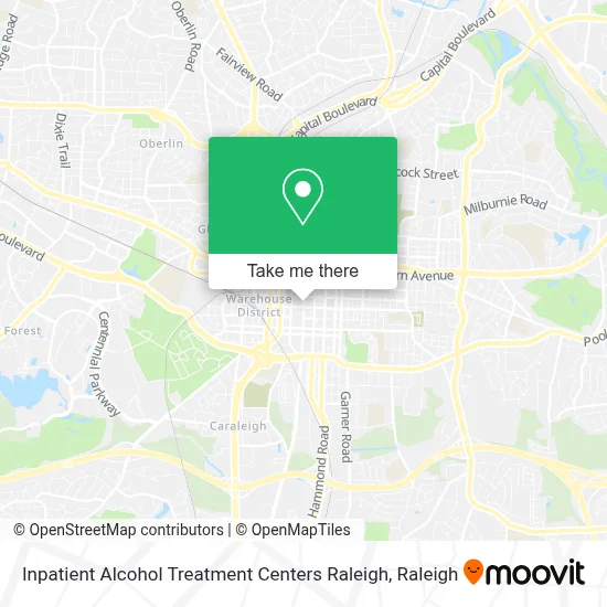 Inpatient Alcohol Treatment Centers Raleigh map