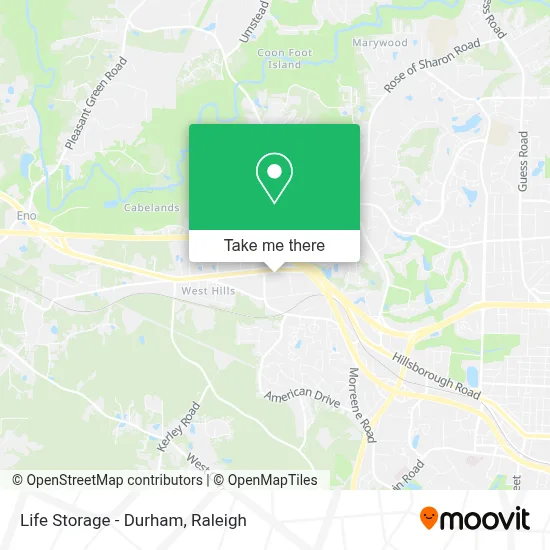Life Storage - Durham map