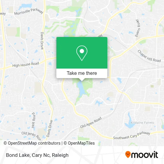 Bond Lake, Cary Nc map