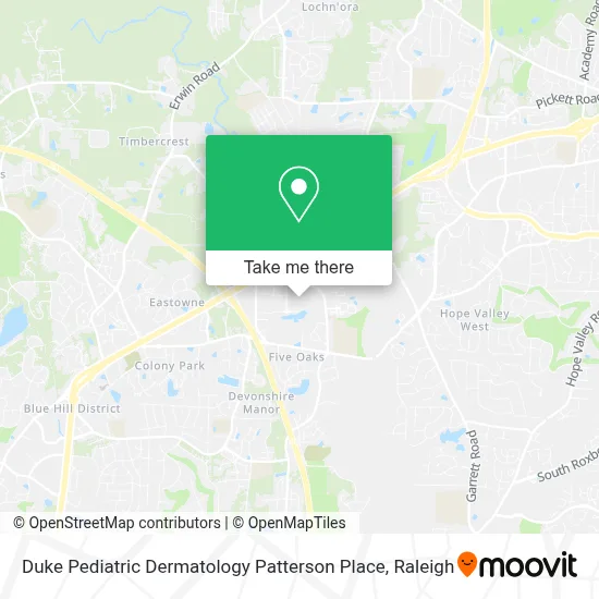 Duke Pediatric Dermatology Patterson Place map