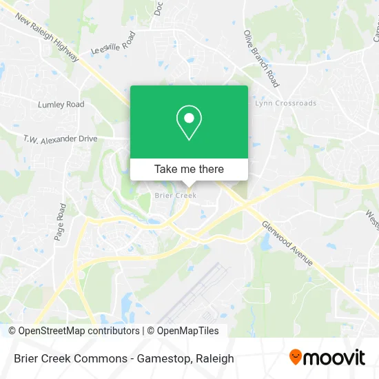 Brier Creek Commons - Gamestop map