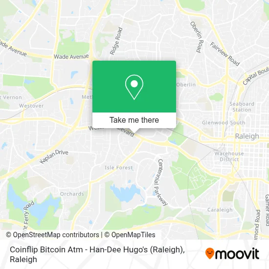 Coinflip Bitcoin Atm - Han-Dee Hugo's (Raleigh) map