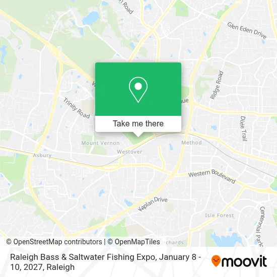 Raleigh Bass & Saltwater Fishing Expo, January 8 - 10, 2027 map