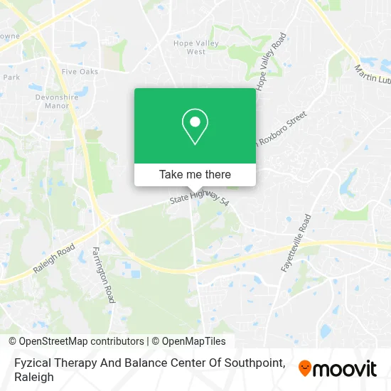 Fyzical Therapy And Balance Center Of Southpoint map