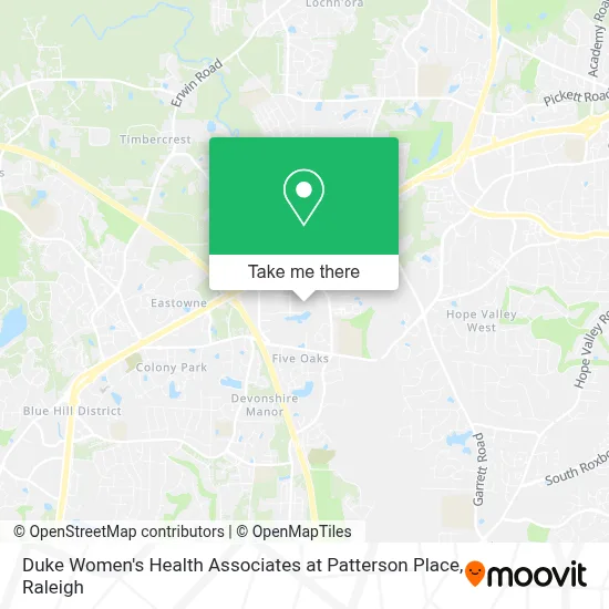 Duke Women's Health Associates at Patterson Place map