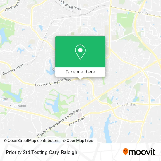 Priority Std Testing Cary map