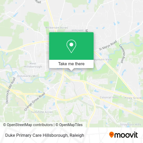 Duke Primary Care Hillsborough map