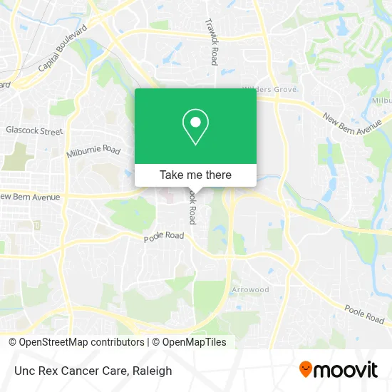 Unc Rex Cancer Care map