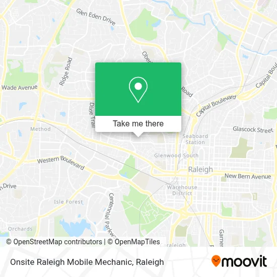 Onsite Raleigh Mobile Mechanic map