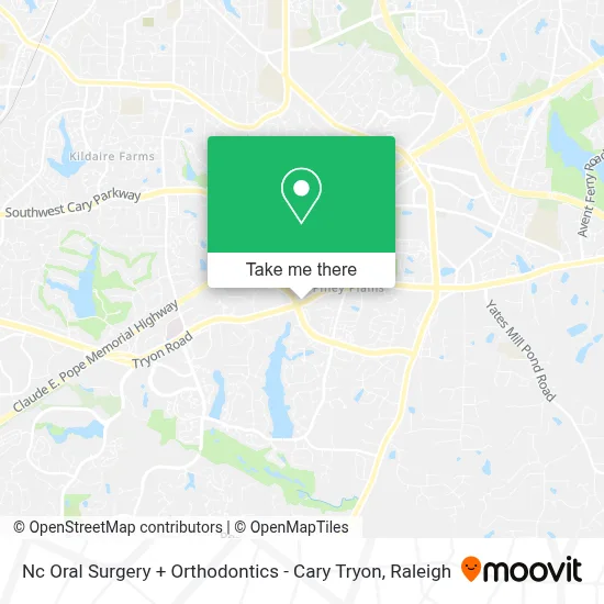 Nc Oral Surgery + Orthodontics - Cary Tryon map