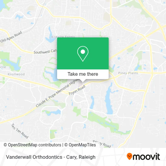 Vanderwall Orthodontics - Cary map