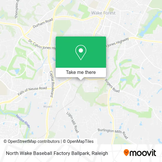 North Wake Baseball Factory Ballpark map