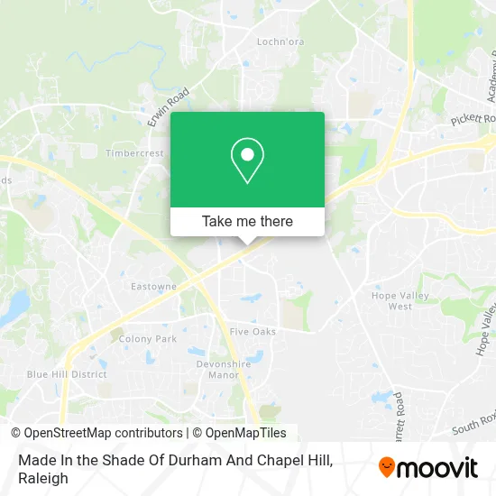 Made In the Shade Of Durham And Chapel Hill map