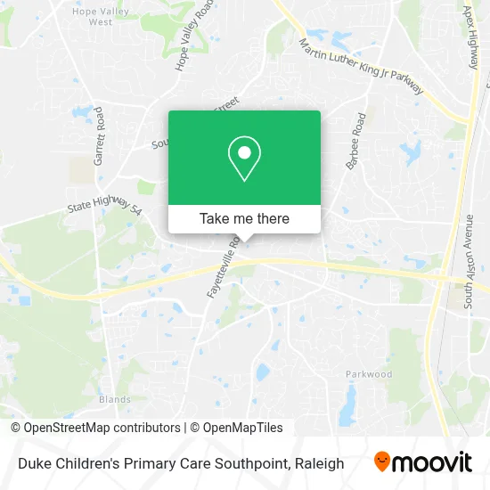 Duke Children's Primary Care Southpoint map