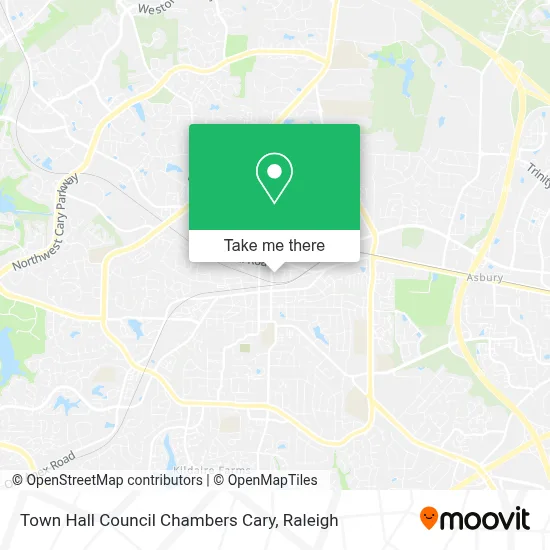 Town Hall Council Chambers Cary map
