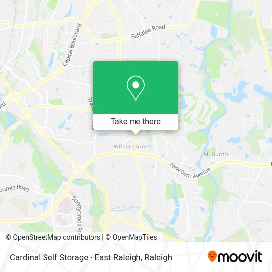 Cardinal Self Storage - East Raleigh map