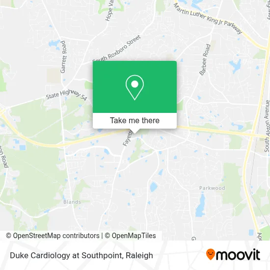 Duke Cardiology at Southpoint map