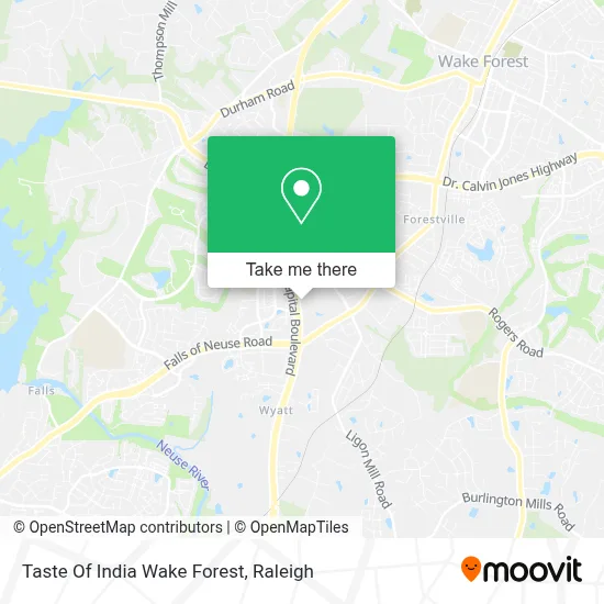 Taste Of India Wake Forest map