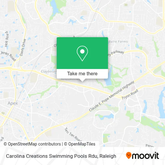 Carolina Creations Swimming Pools Rdu map