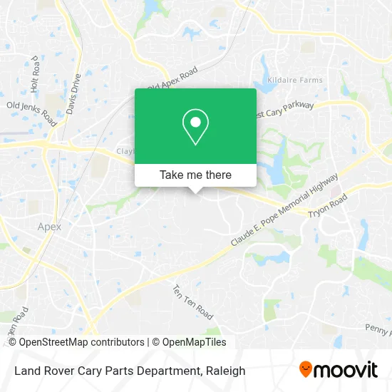 Land Rover Cary Parts Department map