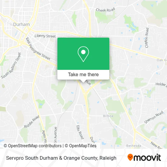 Servpro South Durham & Orange County map