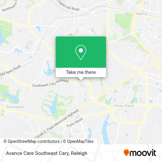 Avance Care Southeast Cary map