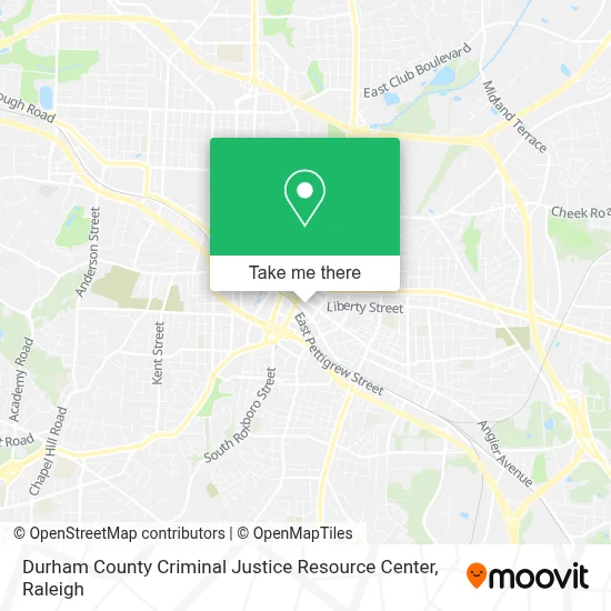 Durham County Criminal Justice Resource Center map