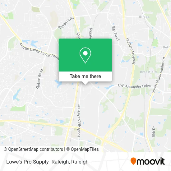 Lowe's Pro Supply- Raleigh map