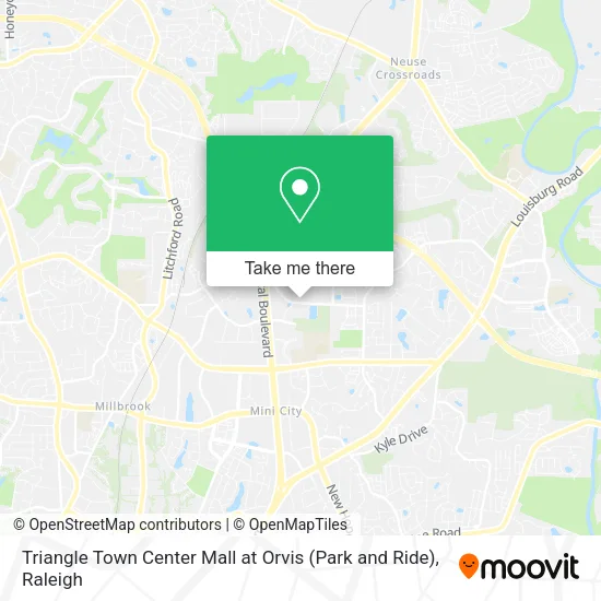 Triangle Town Center Mall at Orvis (Park and Ride) map