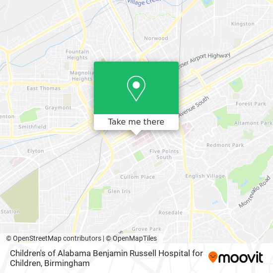 Children's of Alabama Benjamin Russell Hospital for Children map