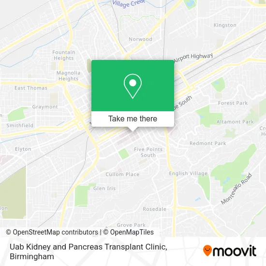 Mapa de Uab Kidney and Pancreas Transplant Clinic
